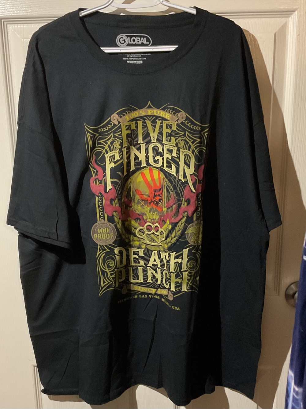 Five Finger Death Punch Graphic Tee - Black with Yellow & Red Skull